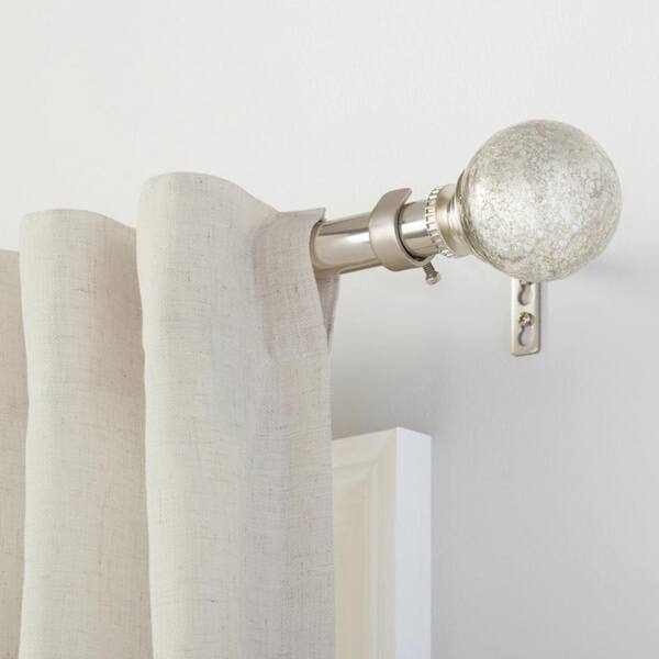Brushed Nickel Glass Sphere Curtain Rod Finial (Set of 2)
