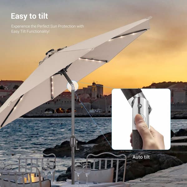 large round patio umbrella PURPLE LEAF 11 Feet Outdoor Umbrella Cantilever Umbrella Windproof Offset Heavy Duty Sun for Garden Deck Pool Patio, Beige : Patio, Lawn & Garden degree tilt button allows easy adjustment to the suns position Large Round Market Patio Umbrella