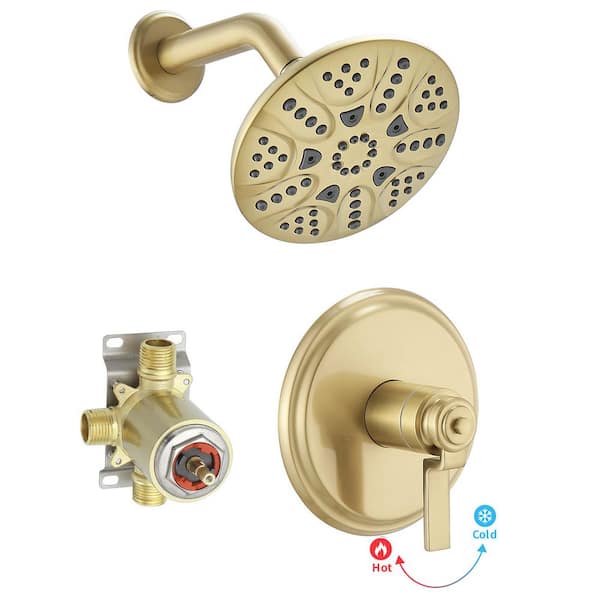 Single Handle 6-Spray Shower Faucet Set Trim Kit 1.8 GPM with Valve and Filtered Shower Head in. Matte Black