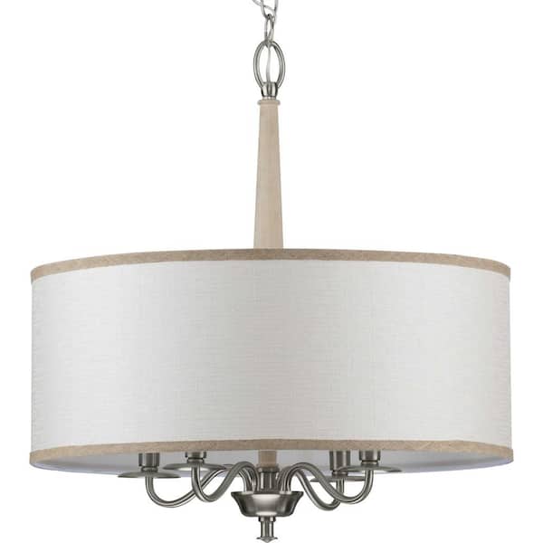 Progress Lighting Durrell Collection 4-Light Brushed Nickel Chandelier