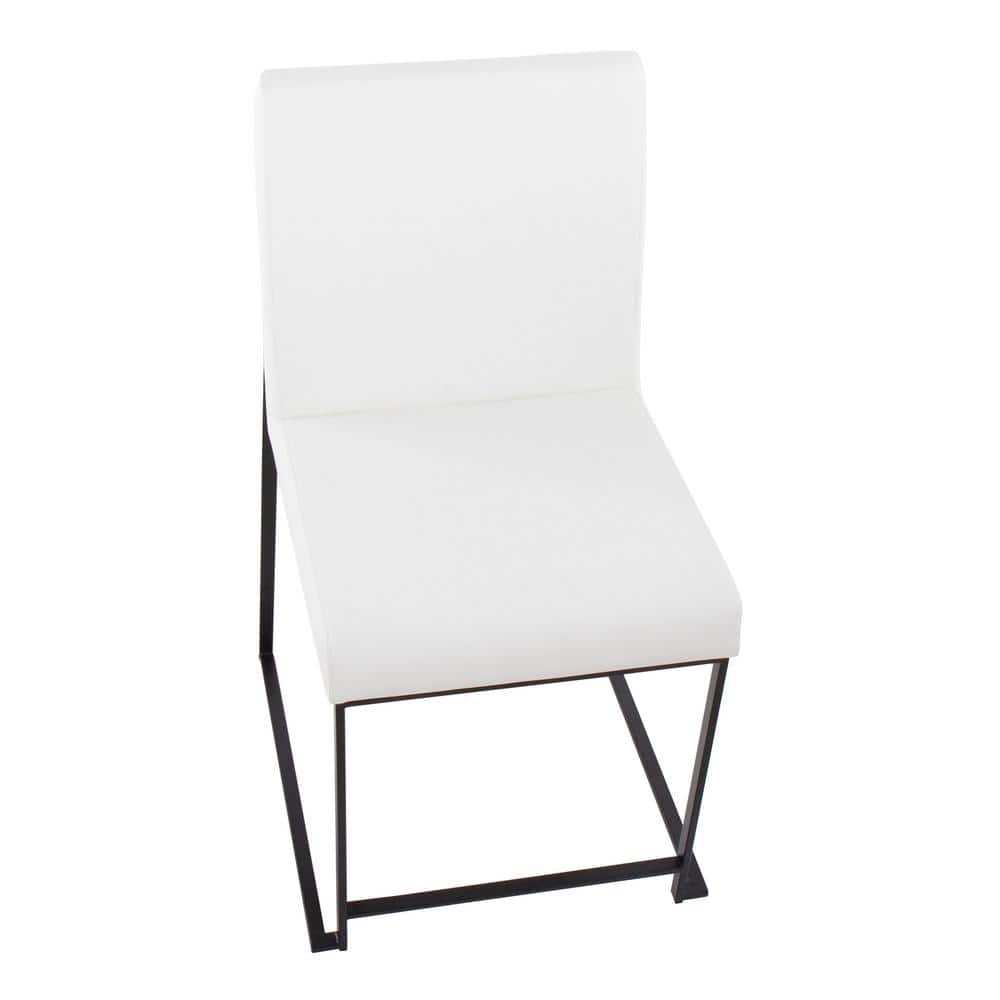 Fuji High Back Contemporary White Faux Leather Side Chair with Black Steel Frame