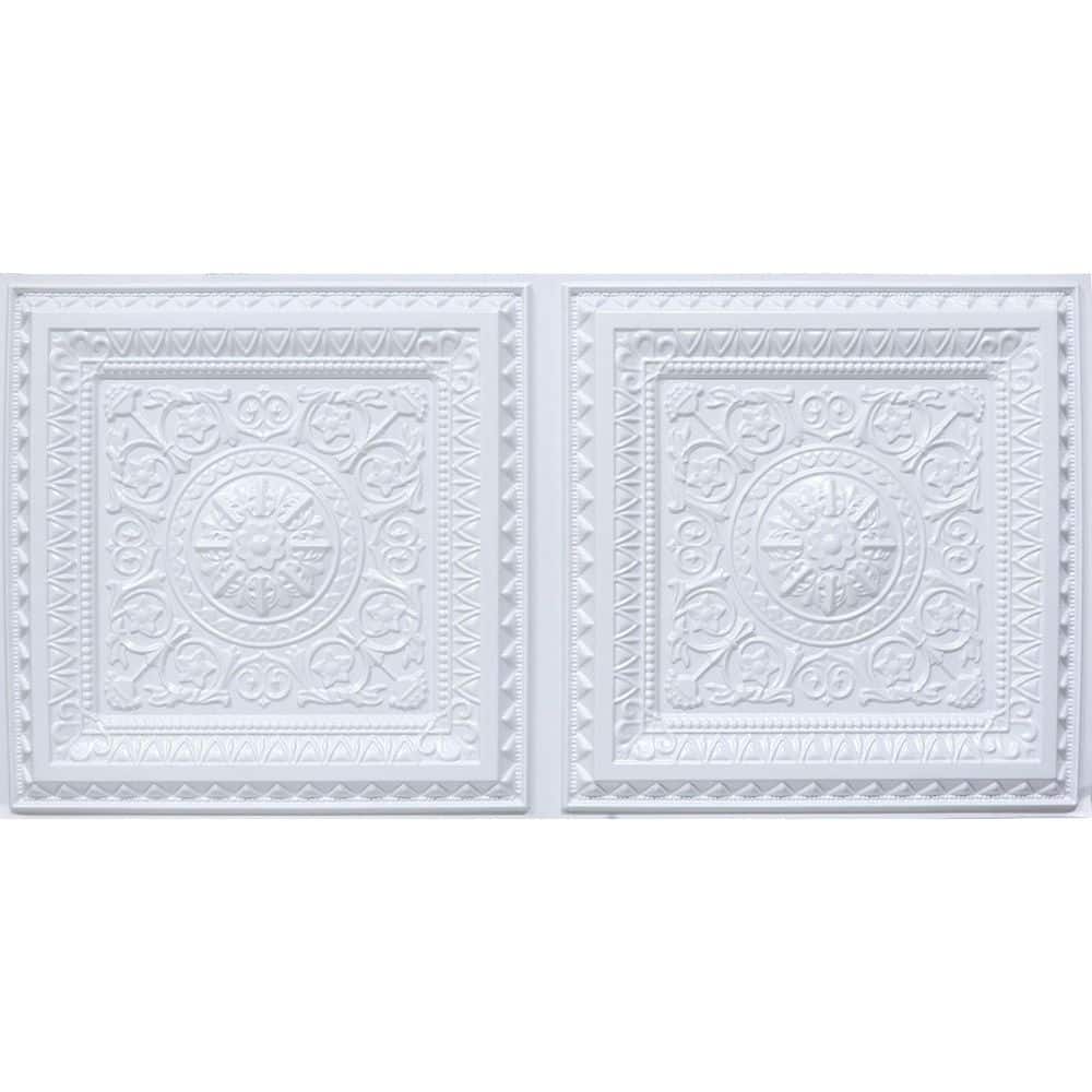 Gloss White 2 ft. x 4 ft. PVC Drop-In Ceiling Tiles (Set of 10)