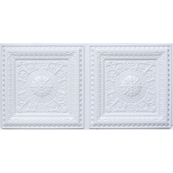 223 Economy Gloss White 2 ft. x 4 ft. PVC Lay-in Faux Tin Ceiling Tile (400 sq.ft./case)