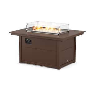 Mahogany Rectangle 34 in. x 46 in. HDPE Plastic Outdoor Fire Pit Table