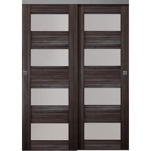 Della 36 in. x 80 in. Gray Oak Finished Wood Composite Bypass Sliding Door