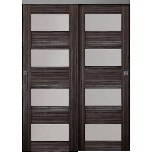 Belldinni Della 60 in. x 79 in. Gray Oak Finished Wood Composite Bypass Sliding Door