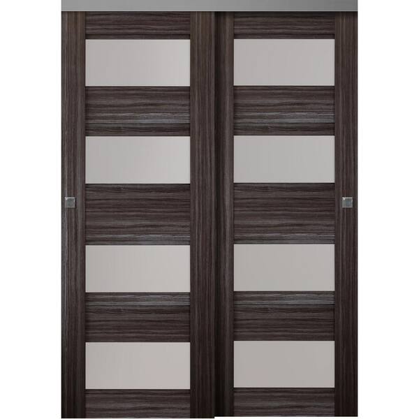 Belldinni Della 64 in. x 79 in. Gray Oak Finished Wood Composite Bypass Sliding Door