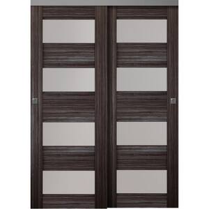 Della 72 in. x 79 in. Gray Oak Finished Wood Composite Bypass Sliding Door