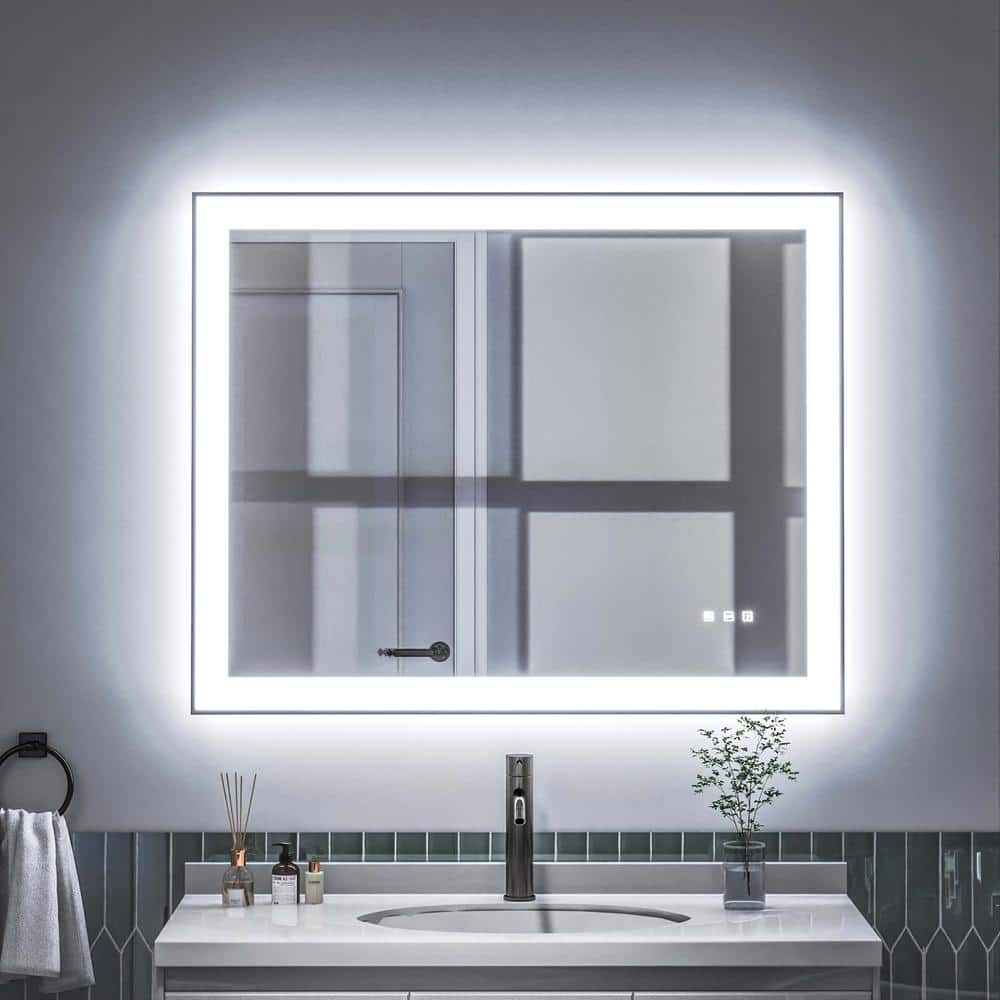 40 in. Black Frameless LED Bathroom Vanity Mirror