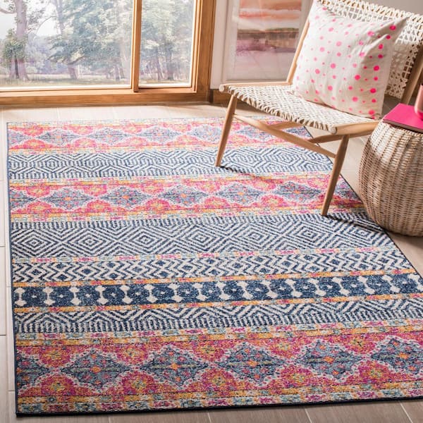 Madison Navy/Ivory 7 ft. x 9 ft. Geometric Area Rug