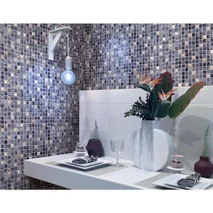 Blue and Silver 11.7 in. x 11.7 in. Polished and Textured Glass and Metal Mosaic Tile (4.75 Sq. ft./Case)