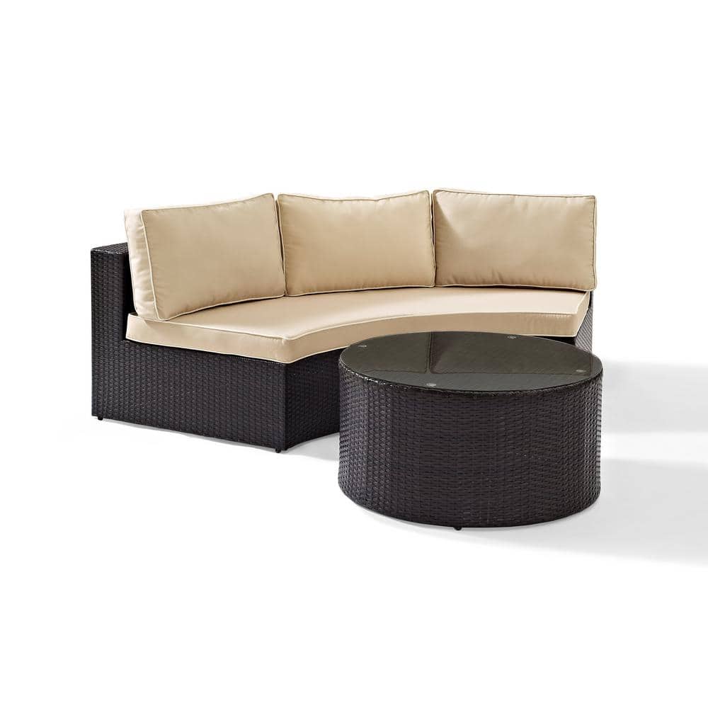 Catalina Classic Cream Outdoor Wicker 3-Person Sectional Sofa Set