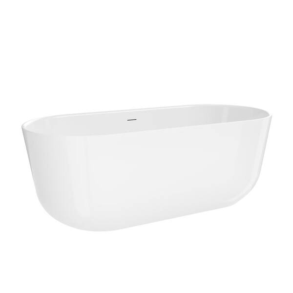 66.94 in. x 30.31 in. Freestanding Soaking Bathtub Dual Ended with Integral Drain in Glossy White