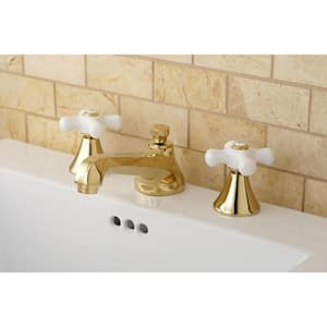 Modern 8 in. Widespread 2-Handle Bathroom Faucet in Polished Brass