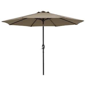 9 ft. Steel Market Tilt Patio Umbrella in Taupe with Crank Lift, 8 Ribs