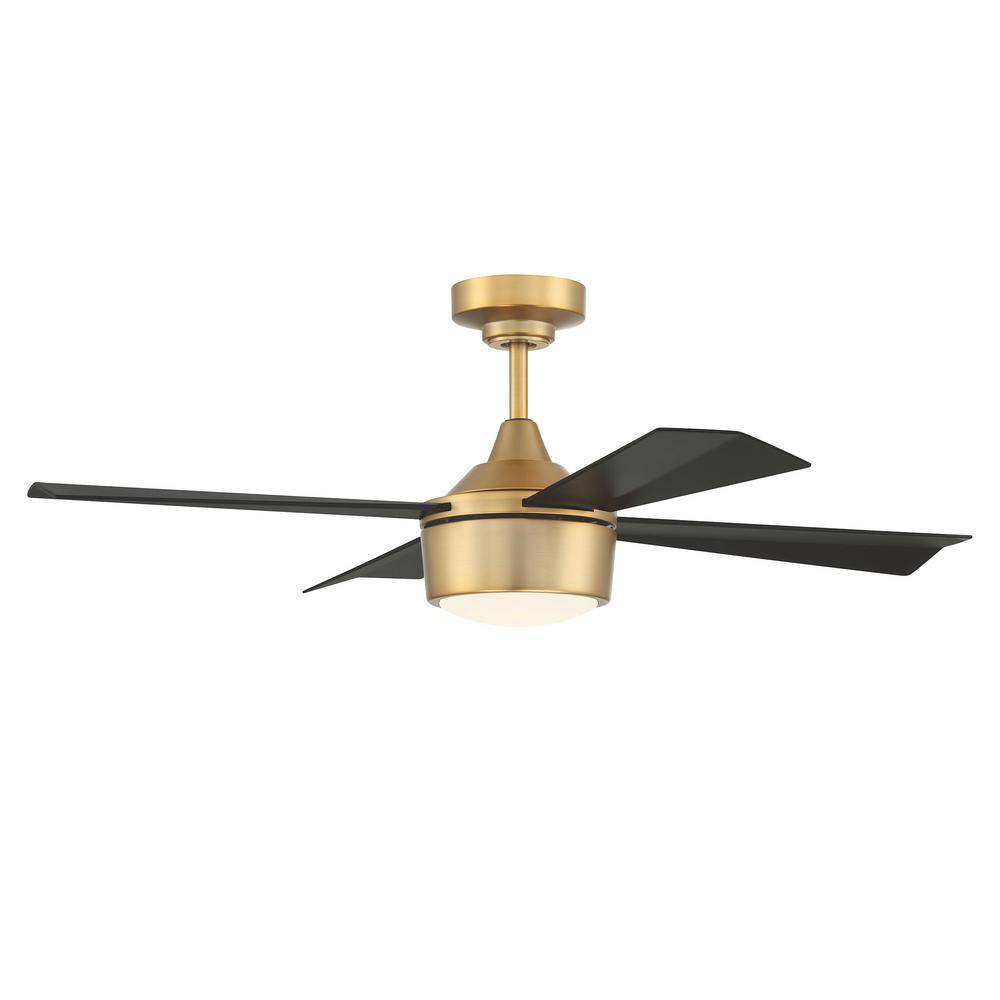Satin Brass and Black 42'' Ceiling Fan with LED Light