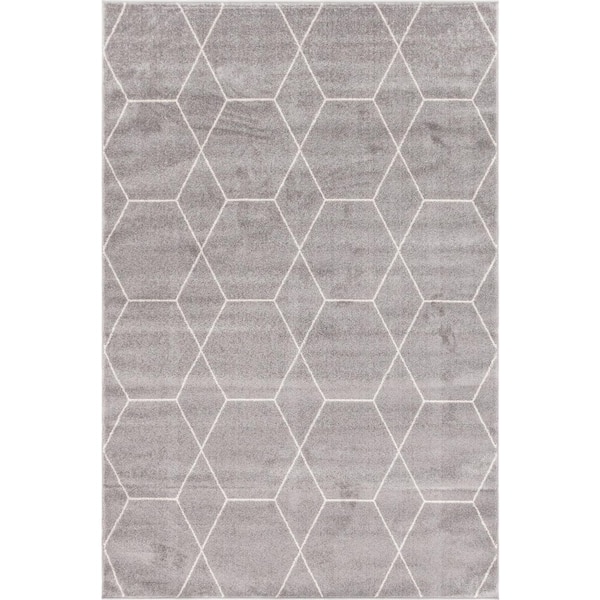 StyleWell Trellis Frieze Light Gray/Ivory Gray 6 ft. x 9 ft. Geometric Area Rug