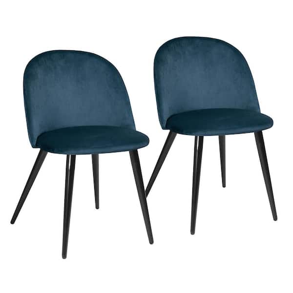 Zomba Dark Blue Velvet Dining Chair (Set of 2)