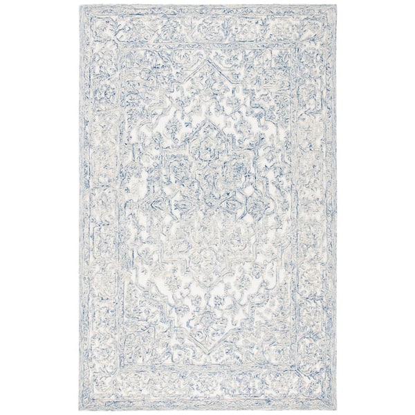 SAFAVIEH Trace Ivory/Blue 4 ft. x 6 ft. High-Low Area Rug
