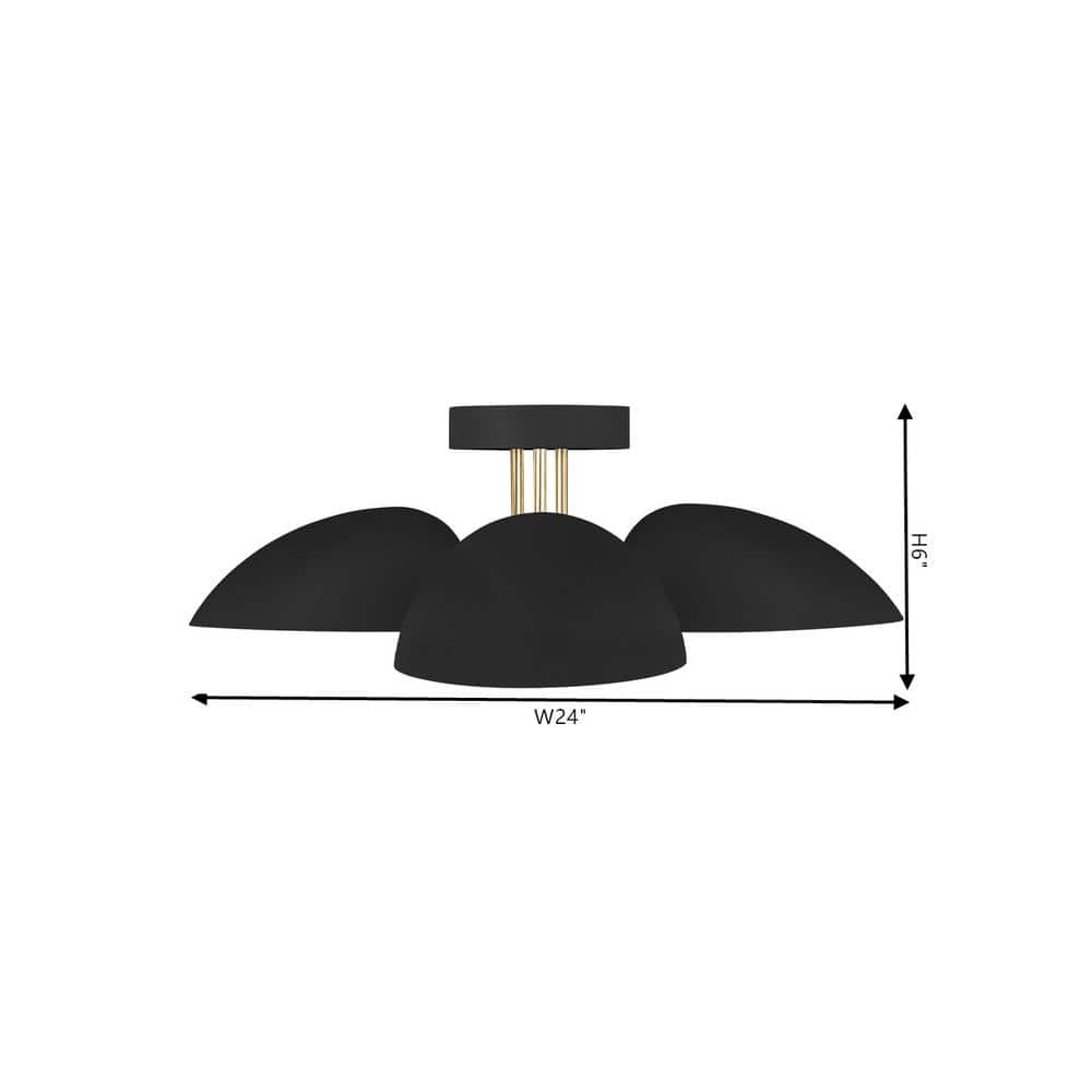 Midnight Black 3-Light Flush Mount Ceiling Fixture by Ellen DeGeneres