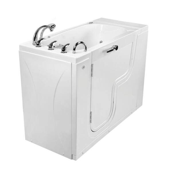 Ella Wheelchair Transfer26 52 in. Acrylic Walk-In Whirlpool Bathtub in White with Faucet Set, Heated Seat,LH 2 in. Dual Drain