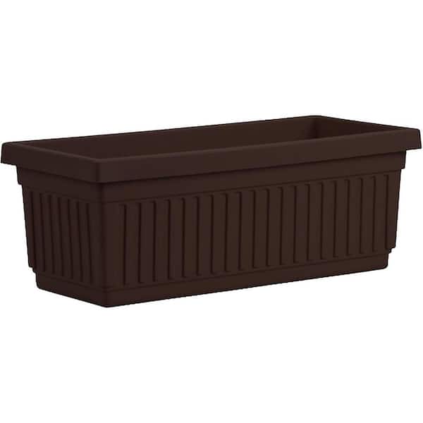 THE HC COMPANIES 28.7 in. Chocolate Fluted Plastic Venetian Flower Box