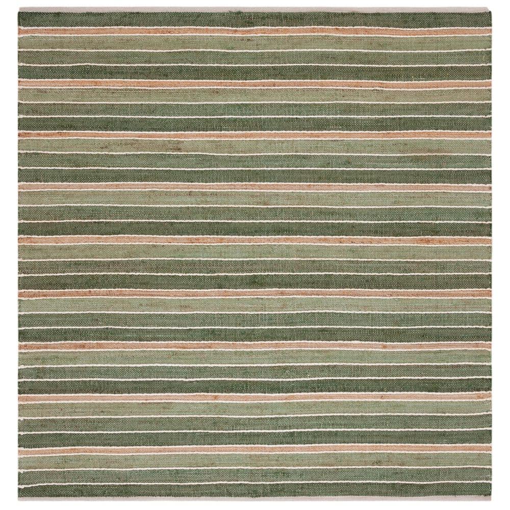 Square Rug Green SAFAVIEH Striped Kilim 7 ft. x 7 ft. Green/Natural Striped Square Area ...