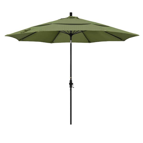California Umbrella 11 ft. Fiberglass Collar Tilt Double Vented Patio Umbrella in Terrace Fern Olefin