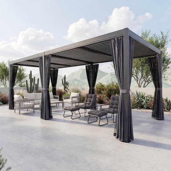 CikaCika 10 ft. x 20 ft. Grey All-Aluminum Outdoor Louvered