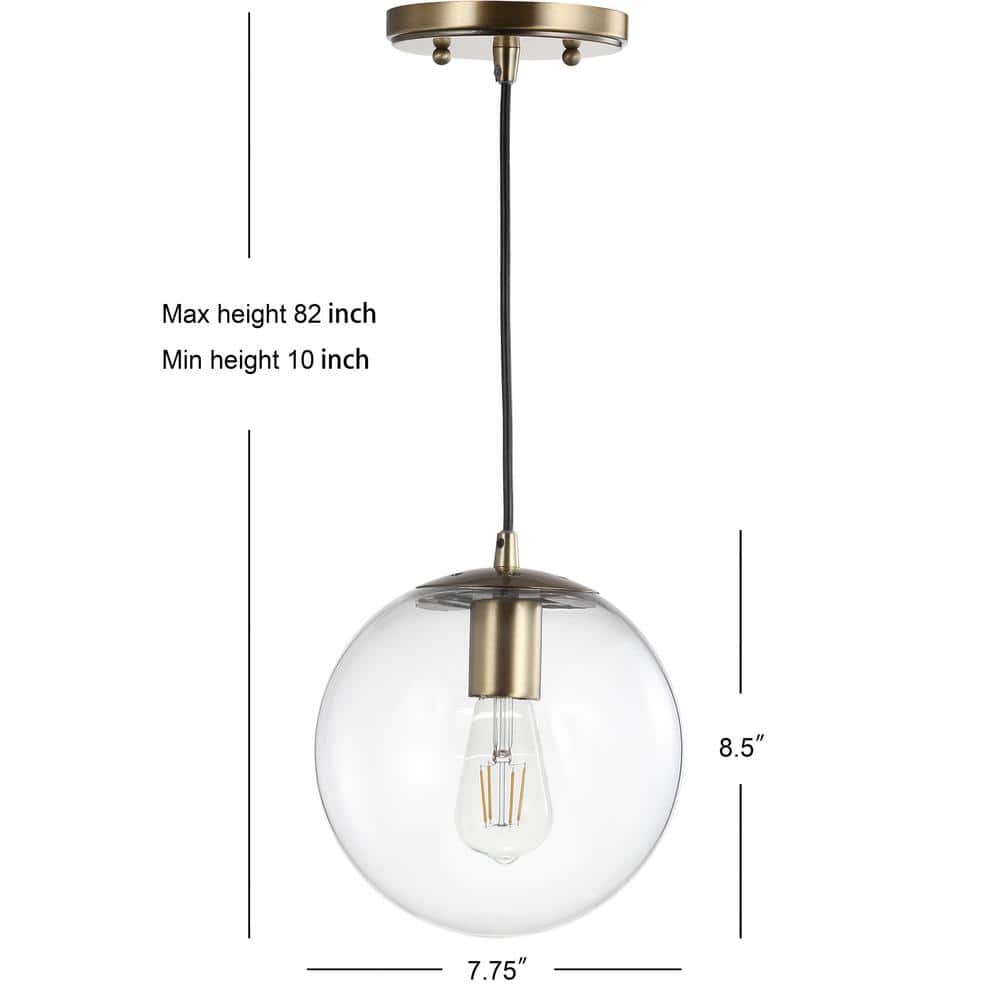 Clear Glass and Brass Globe LED Pendant Light