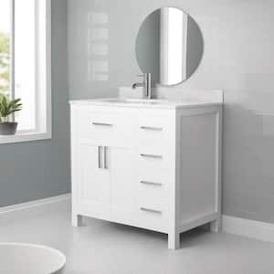 Beckett 36 in. W x 22 in. D x 35 in. H Single Sink Bathroom Vanity in White with Carrara Cultured Marble Top