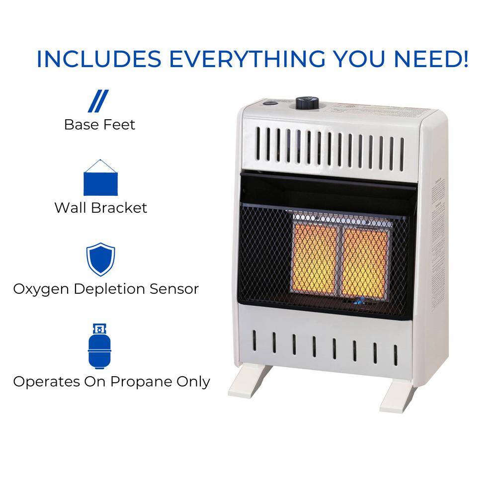 White Propane Infrared Wall-Mount Heater with Thermostat Control