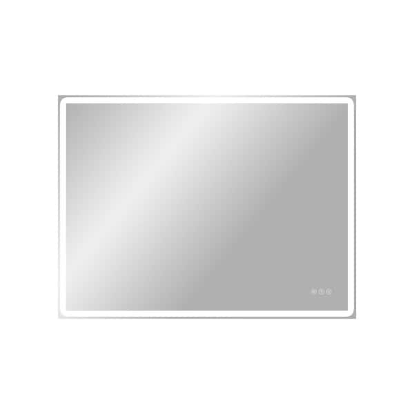 48 in. W x 36 in. H Rectangular Frameless LED Light 3 Colors Dimmable Anti-Fog Wall Bathroom Vanity Mirror in Silver