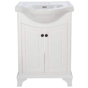 Corsicana 26 in. W x 19 in. D x 35 in. H Single Sink Freestanding Bath Vanity in White with White Vitreous China Top