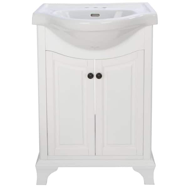 Home Decorators Collection Corsicana 26 in. Single Sink Wite Bath Vanity with White Vitreous China Top (Assembled)