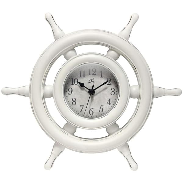 Silver Shipwheel Helm Nickel Wall Clock Silver Shipwheel Helm Nickel Wall Clock