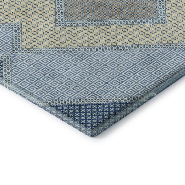 Mayfield Premium Machine Washable Abstract AMF2111 Denim 9 ft. x 12 ft. Area Rug