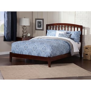 Richmond Walnut Solid Wood King Traditional Panel Bed with Open Footboard and Attachable Turbo Device Charger