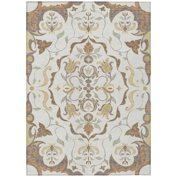 Chantille Machine Washable Indoor/Outdoor Abstract ACN2625 Ivory 8 ft. x 10 ft. Area Rug