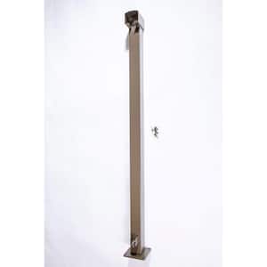 2 in. x 2 in. x 42 in. Powder Coated Aluminum Level Rail End Post - Bronze Rail to Post Brackets Factory Attach