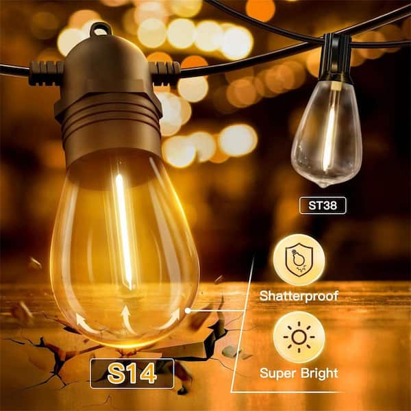 15 Light 48 ft. Outdoor Plug-in Integrated LED S14 Novelty String