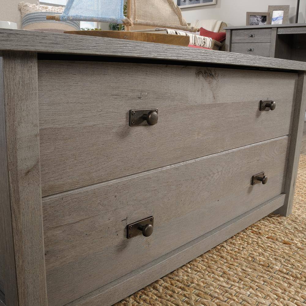 Mystic Oak Square Storage Coffee Table with Drawers