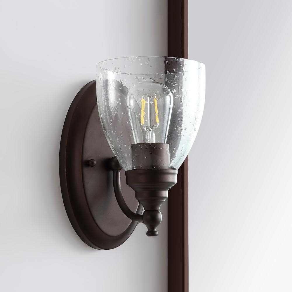 Marais 5.5" Oil Rubbed Bronze Metal and Glass Wall Sconce