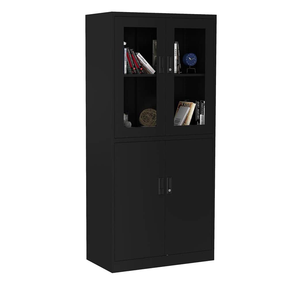 Black Home Office File Storage With Glass Doors CUU51939508