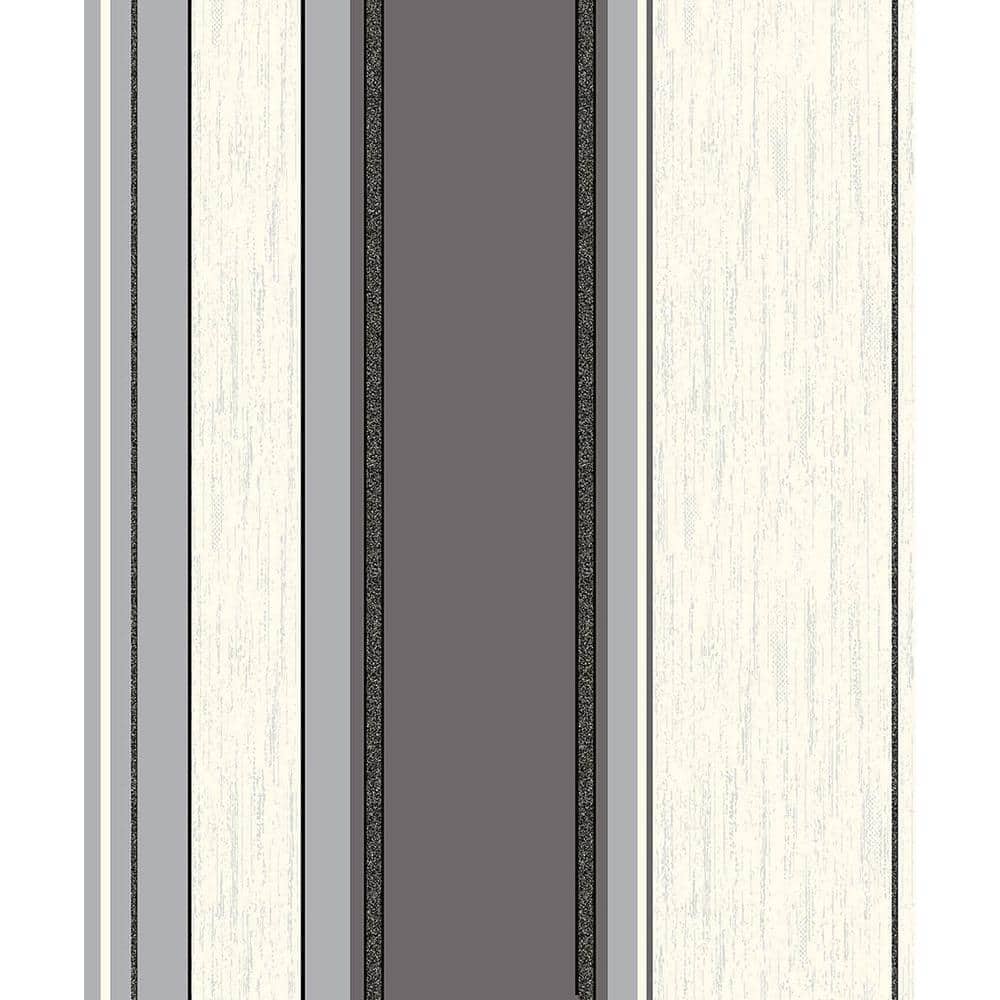 Mirabelle Black Stripe Vinyl Peelable Wallpaper (Covers 56.4 sq. ft.)