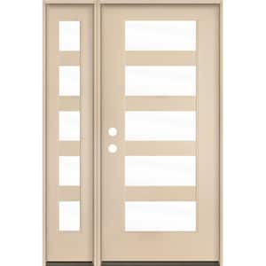 ASCEND Modern 50 in. x 80 in. 5-Lite Right-Hand Inswing Clear Glass Unfinished Fiberglass Prehung Front Door LSL
