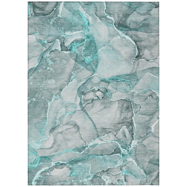 Chantille ACN519 Teal 8 ft. x 10 ft. Machine Washable Indoor/Outdoor Geometric Area Rug