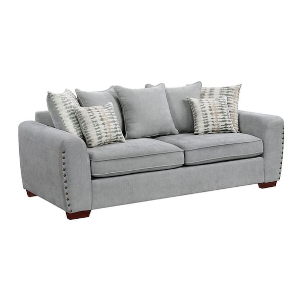 Lazzara Fleming 82 in. W Straight Arm Chenille Fabric Rectangle Sofa in Gray