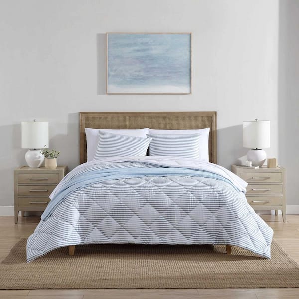 Windsor Pastel Blue 3-Piece Microfiber Full/Queen Reversible Comforter Sham Set