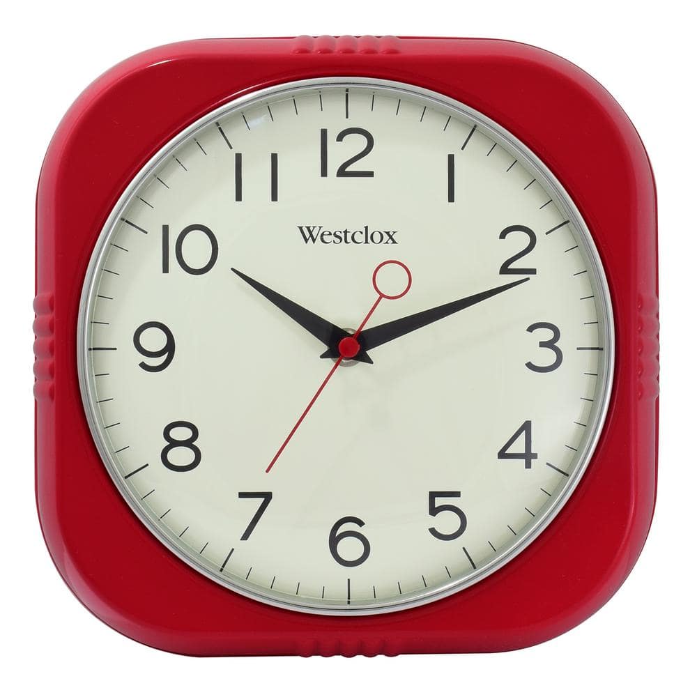 Westclox 32948r Westclox 95 Red Square Retro Silent Wall Clock